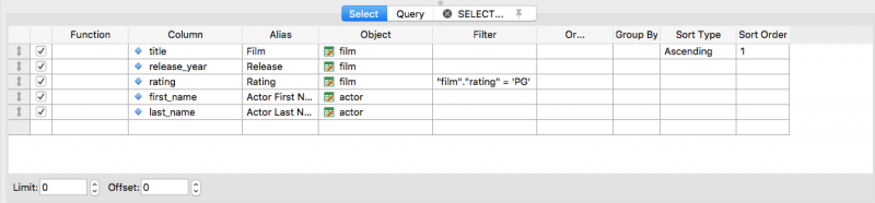  Query Editor - Select Tab