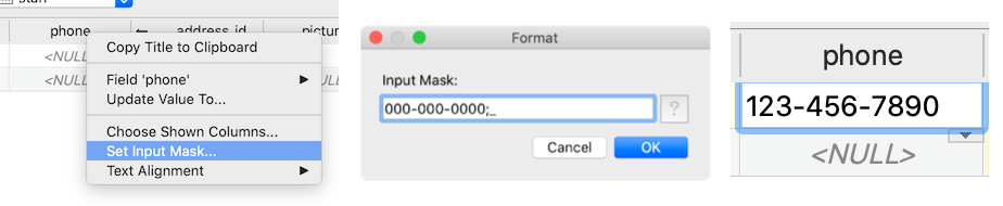 Create a custom input mask for entering and displaying data in the data editor.