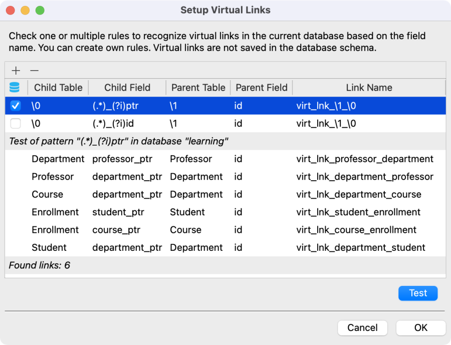Add Custom Virtual LInks and test them with the current database.